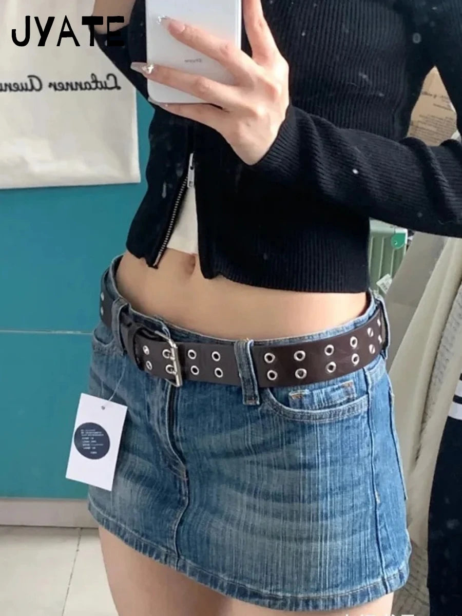 Vintage Denim Mini Cargo Skirts Women Summer New Streetwear Casual Cotton Slim Sexy Low Rise Skirt Harajuku Sweet Y2K Falda 2024
