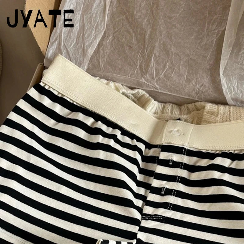 Harajuku Striped Buttons Home Underwear Women Summer New Cotton Soft Casual Simple Short Pants Vintage Chic Sweet Pajama Shorts