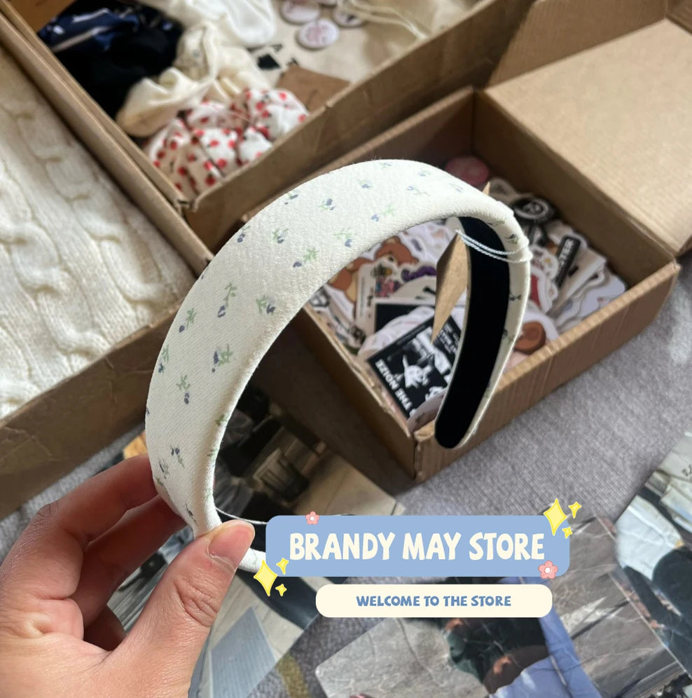 Little Bear Print Headbands Women New Casual Vintage Cotton Preppy Style Streetwear Headwears Girl Cute Sweet Y2K Headband OOTDS