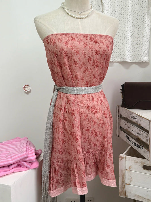 Red Floral High Waist A-line Skirt Women Summer Elegant Streetwear Casual Preppy Style  Mini Skirts Sweet Cute Vintage Falas Y2K