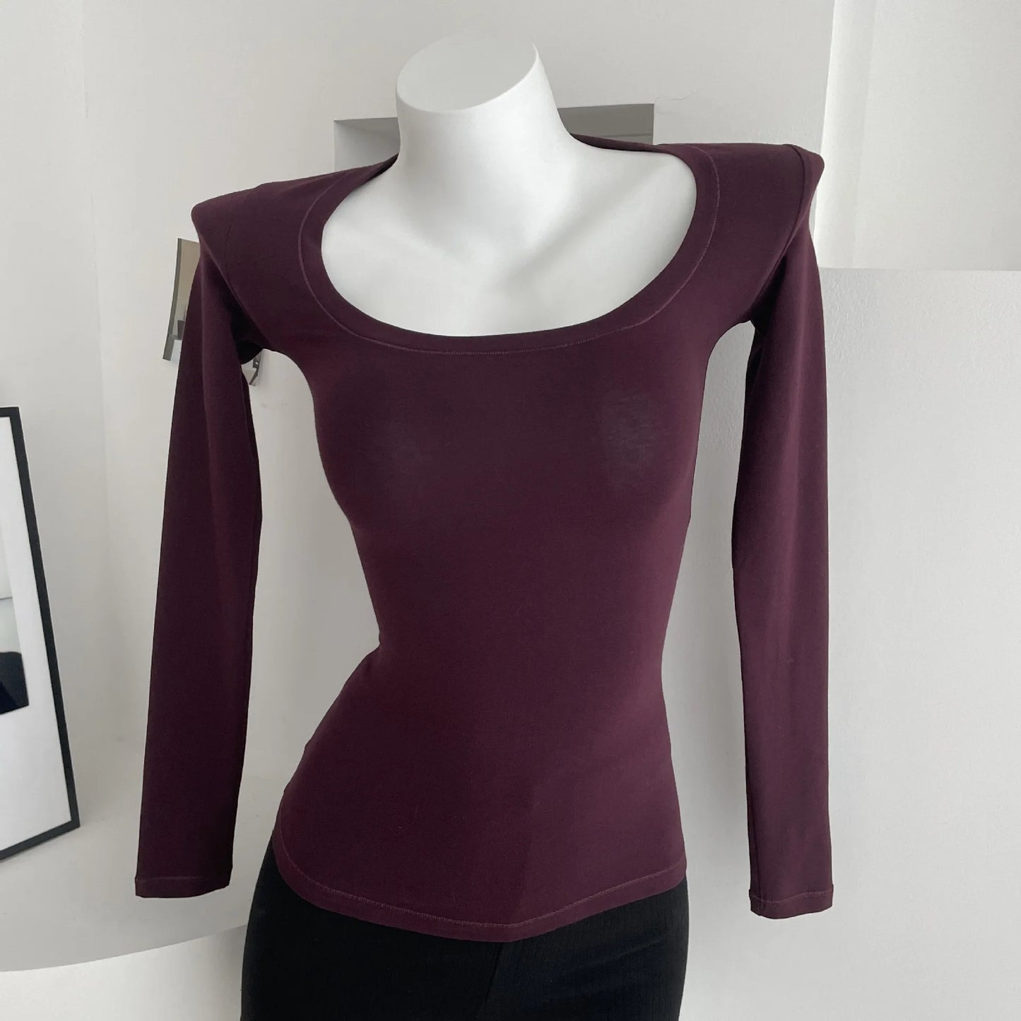 Solid Skinny Cotton T-shirt Women Casual Simple All-match O-neck Yoga Long Sleeve Tees Female Elegant Sweet Basic Sport T-shirts