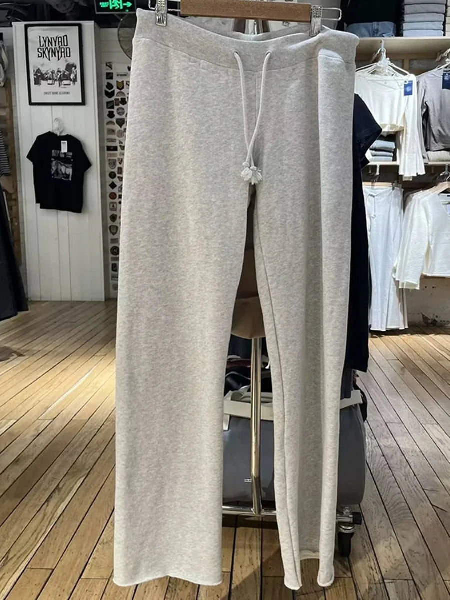 Camouflage Drawstring Joggers Sweatpants Women Streetwear Casual High Waist Wide Leg Pants Vintage Preppy Style Loose Trousers