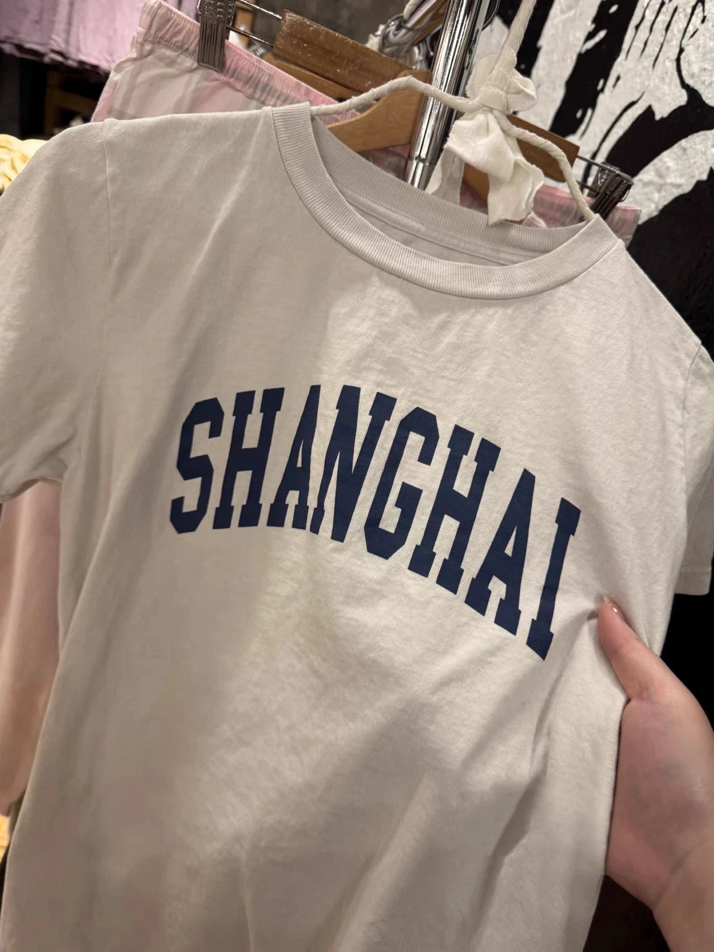 SHANGHAI Print Cement Gray T-shirts Women Casual Letter O-neck Short Sleeve Cotton Tee Shirts Vintage Chic Tshirts Y2k Tops