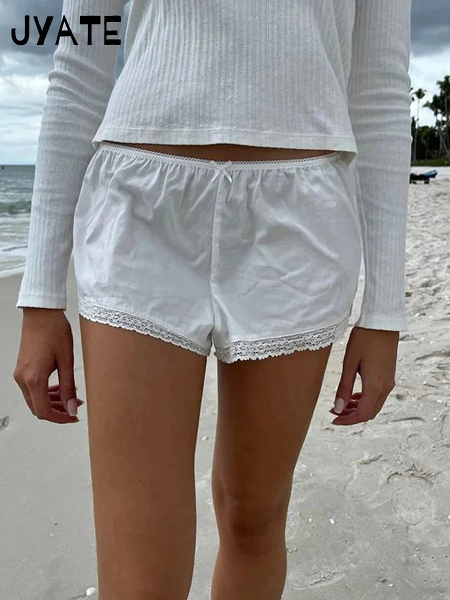 Floral Print Buttons Shorts Pant Women Summer Cotton Simple Elastic High Waist Home Underwear Casual Streetwear Chic Shorts Y2K