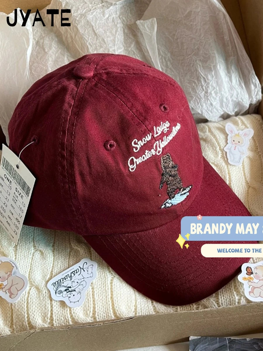 New Letter Embroidery Red Baseball Cap Women Casual Street Cartoon Sunscreen Hat Femme Vintage Preppy Style Snapback Hats Y2K