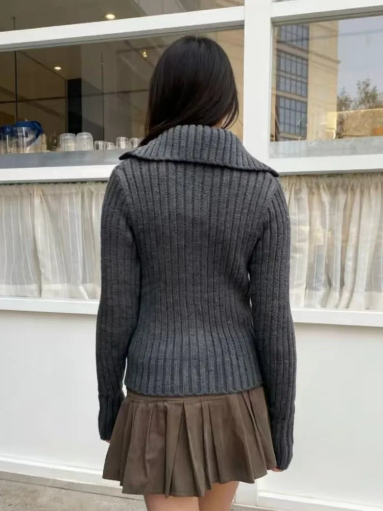Twisted Flower Sweater Cardigan Women Spring Stand Collar Single Breasted Long Sleeve Sweaters Casual Preppy Style Jumper Coat