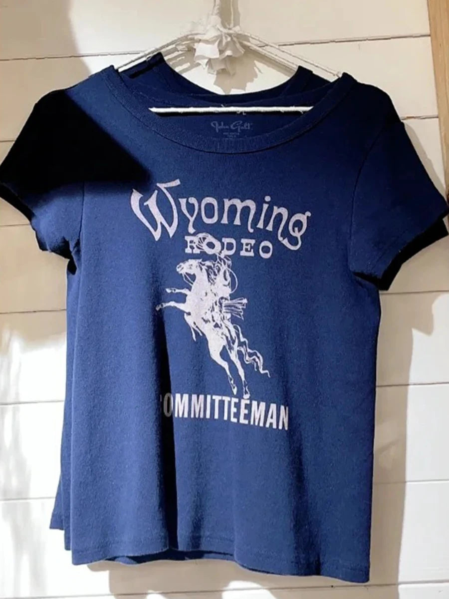Classic Letter Print T-shirts Women Summer Cotton Soft Slim O-neck Short Sleeve Tees Female Vintage Streetwear Sweet Crop Tops