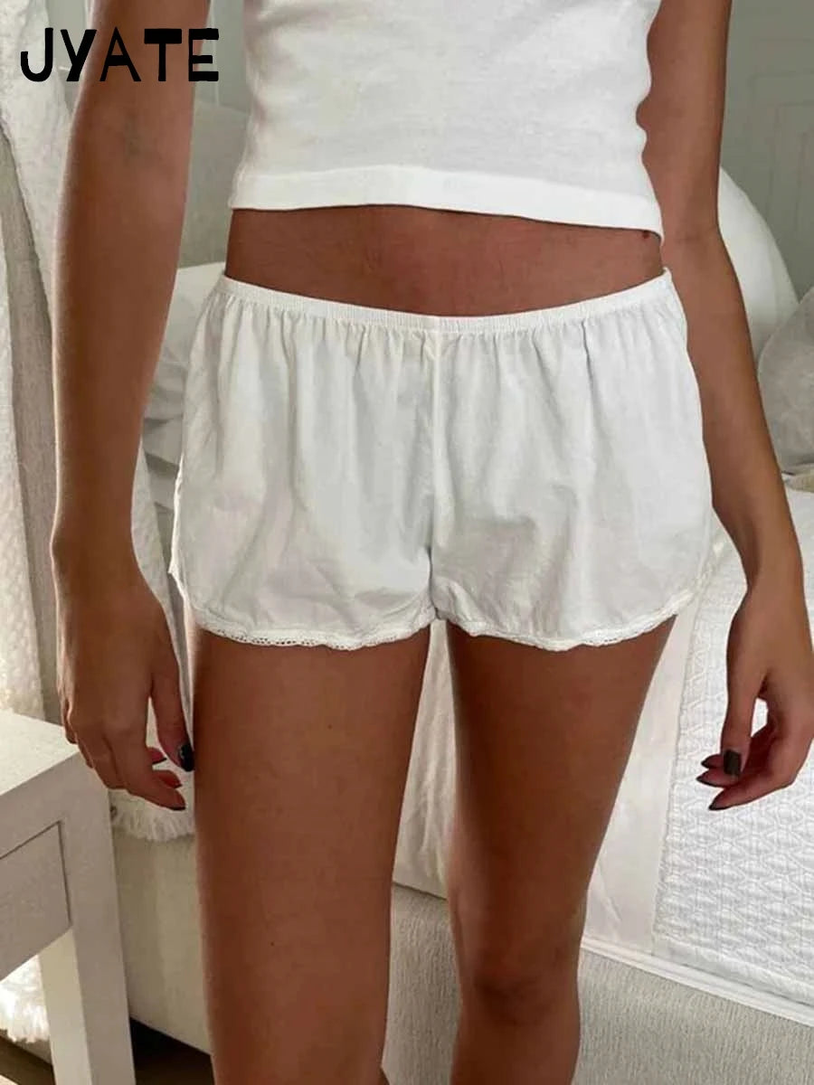 Sweet Pink Striped Button Short Pants Women Summer Cotton Loose Casual Elastic High Waist Home Underwear Cute Vintage Y2K Shorts