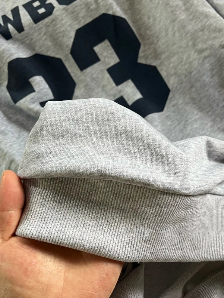 Cowboys 33 Print Loose Sweatshirt Women Raw Hem Slash Neck Cotton Long Sleeve Pullover Tops American Vintage Streetwear Hoodie