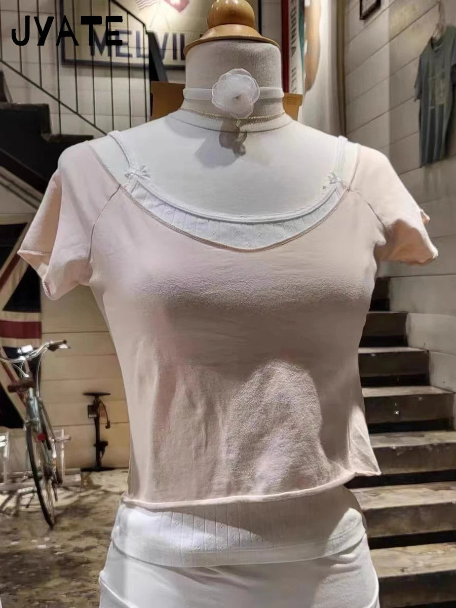 28 Print Slash Neck T-shirts Women Summer New Cotton Soft Gray Raw Hem Short Sleeve Crop Tops Vintage Chic Streetwear Tshirt Y2K