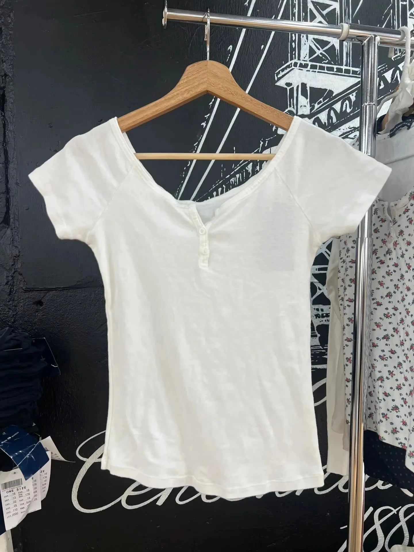Blue Striped Button T-shirts Women Cotton Slim Preppy Style Simple Crew Neck Short Sleeve Tees Sweet Cute Fashion Y2K Tshirts
