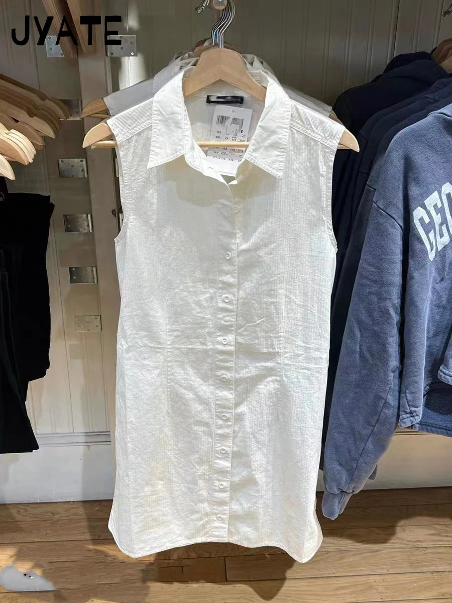 White Single Breasted Mini Blouse Dress Women New Cotton Turn-down Collar Lace-up Short Vestidos Cute Sweet Preppy Style Dresses
