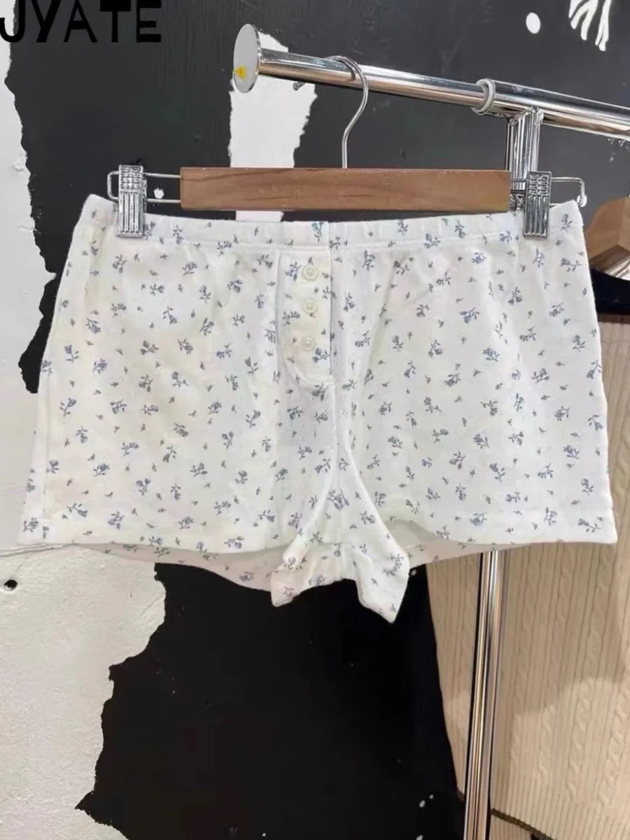 Fashion Striped Buttons Short Pants Women Summer Casual Elastic High Waist Home Underwear Vintage Cute Preppy Style Y2K Shorts