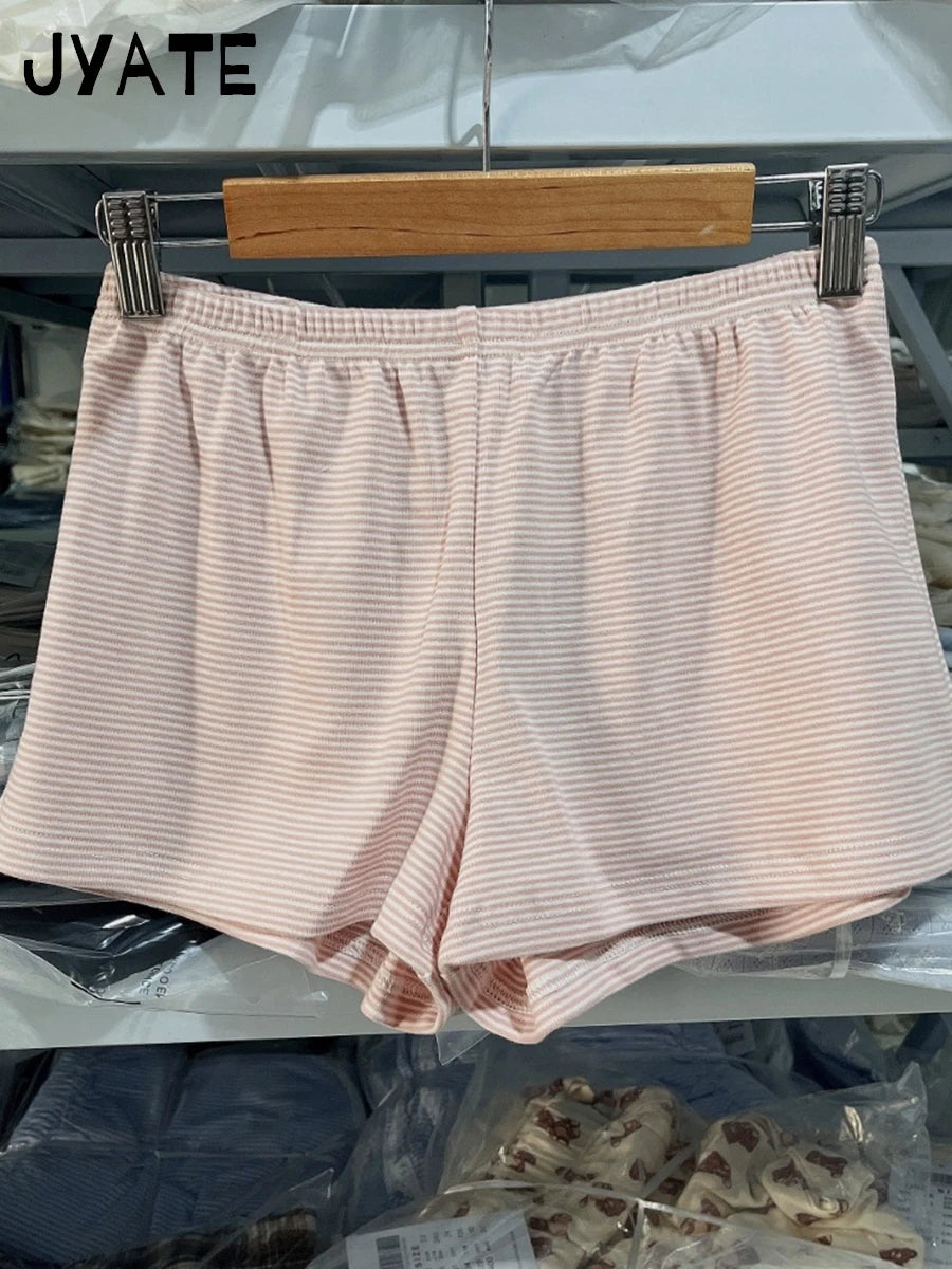 Fashion Striped Buttons Short Pants Women Summer Casual Elastic High Waist Home Underwear Vintage Cute Preppy Style Y2K Shorts