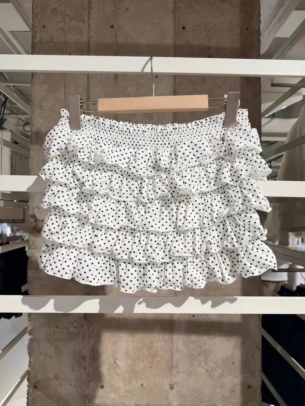Polka Dot Tiered Skirts Women Summer Elastic Low Waist Lining Ruffles Short Faldas Vintage Sweet Ballet Preppy Style Skirt Y2K
