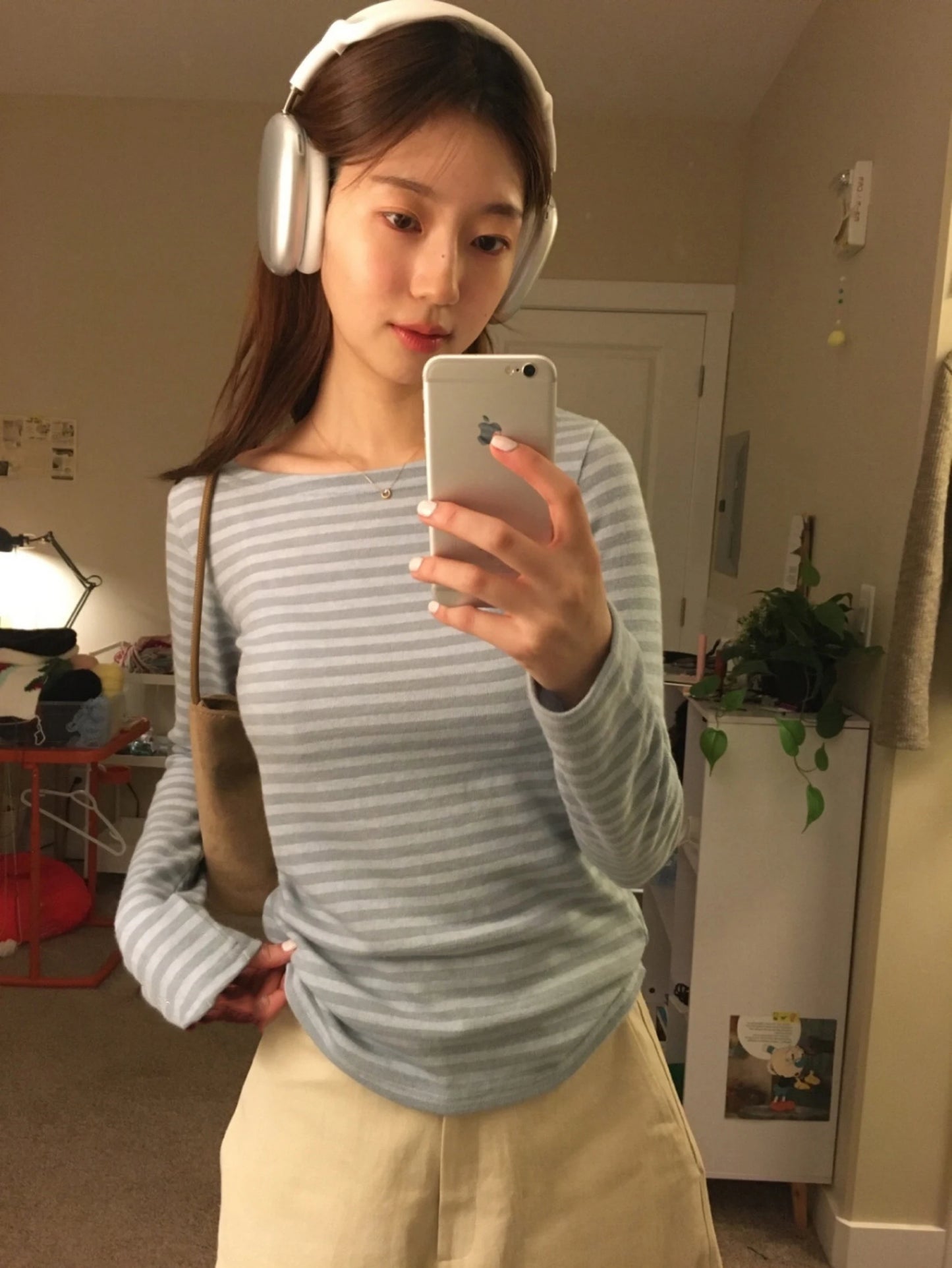 Striped Slim Long Sleeve Tees Women Casual Simple Cotton Crew Neck Tshirt New Tops Clothes Sweet Cute Preppy Style T-shirts Y2K