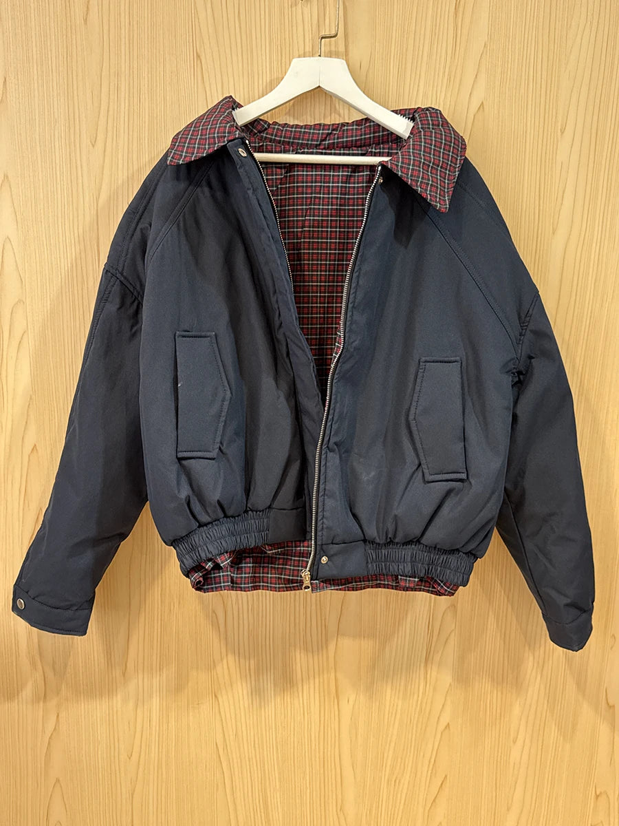 Sweet Double-sided Loose Jacket Women Stand Collar Solid Cotton Warm Casual Outerwear Street Vintage Chic Jackets Tops Female