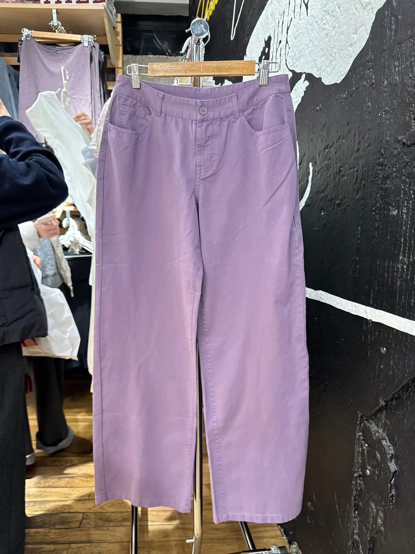 Purple Straight Jeans Women Casual Chic Streetwear Back Pockets Cotton Denim Long Pants Female Sweet Simple Trousers