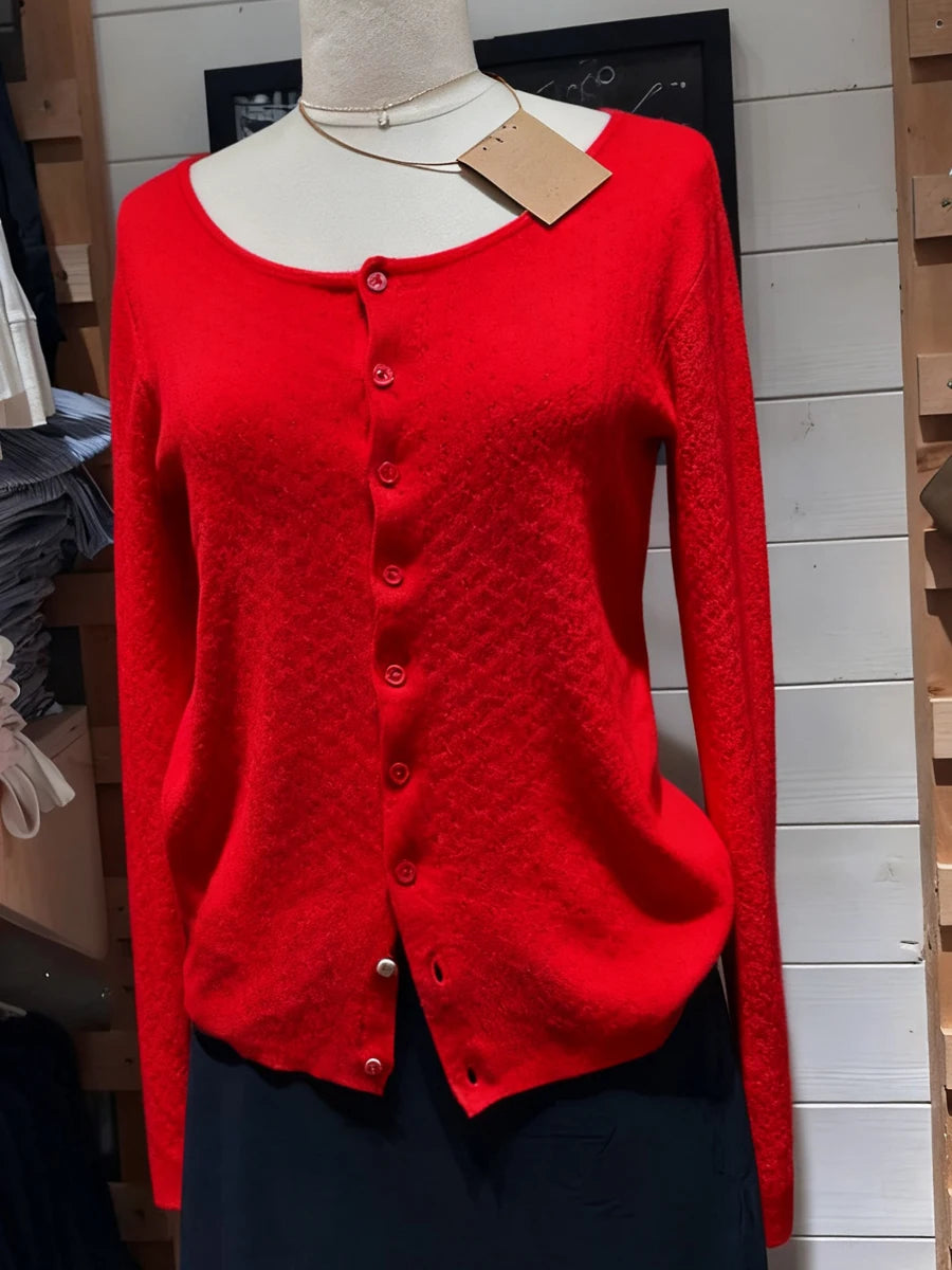 Eyelet Knitted Cardigan Women Autumn Casual Streetwear Black Long Sleeve Sweater Coat Simple Basic Preppy Style Sweaters Tops