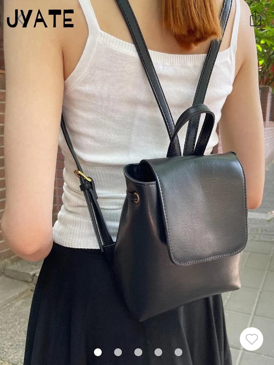 America Vintage School Bag Woman Summer Street Trendy Retro Pu Leather Ladies Shoulder-Bag Harajuku Cute Small Backpack Bags Y2K