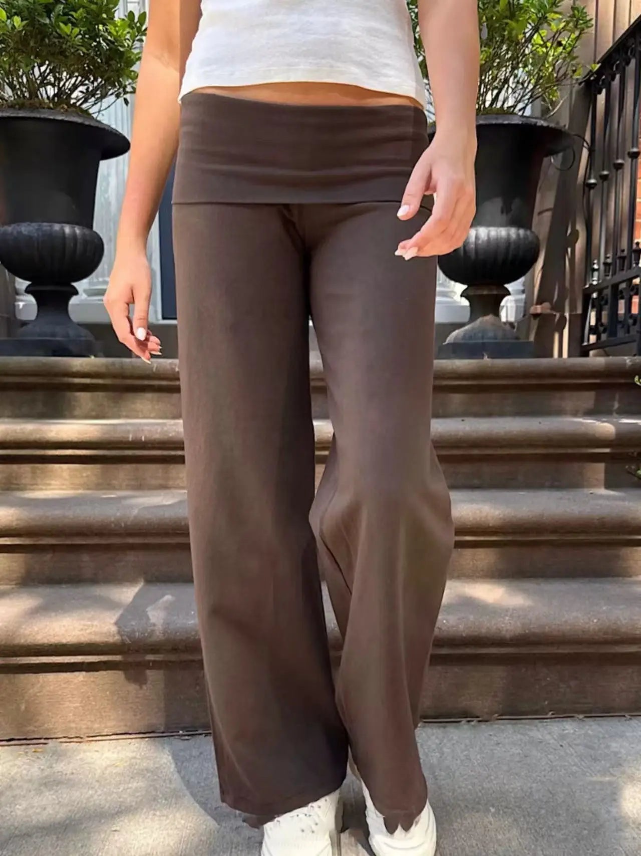 Fashion Patchwork Slim Cotton Yoga Pants Women New Casual Elastic High Waist Flare Pant Vintage Streetwear Y2K Straight Trousers