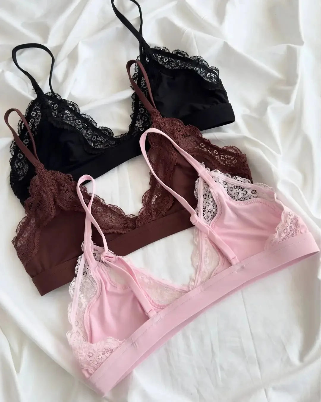 Lace V-neck Bra Set Women Summer Chic Gorgeous Breathable and Skin-friendly Lingerie Sets Sweet Chic Solid underwear Outfit