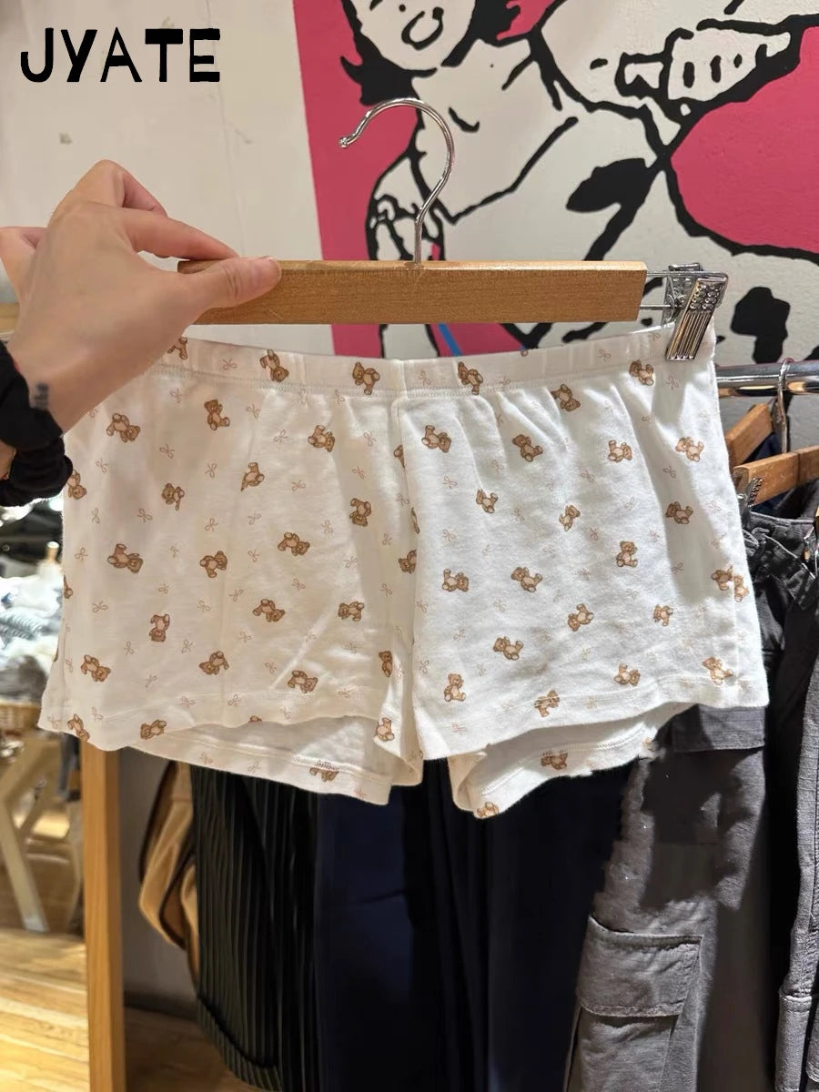 Little Bear Embroidery U-neck Tank Tops Women Summer Cotton Streetwear White Casual Cropped Vest Sweet Cute Vintage Camisole Y2K