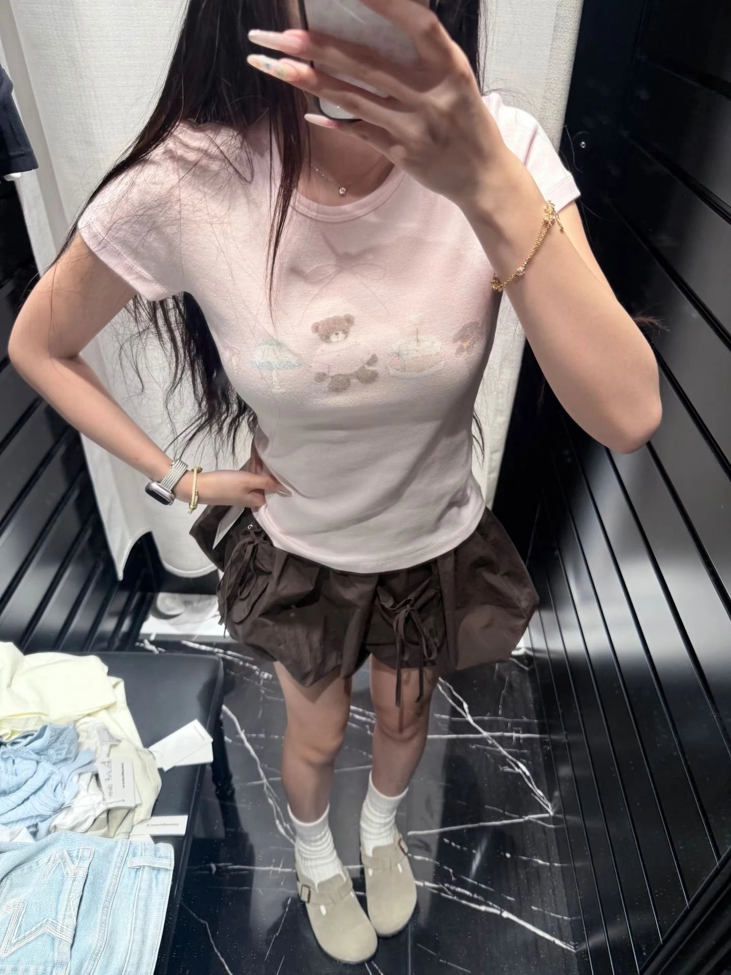 Cartoon Print Slim T-shirts Woman Summer Casual O-neck Cotton Short Sleeve T-shirts Female Cute Sweet Preppy Style Tee Tops y2k