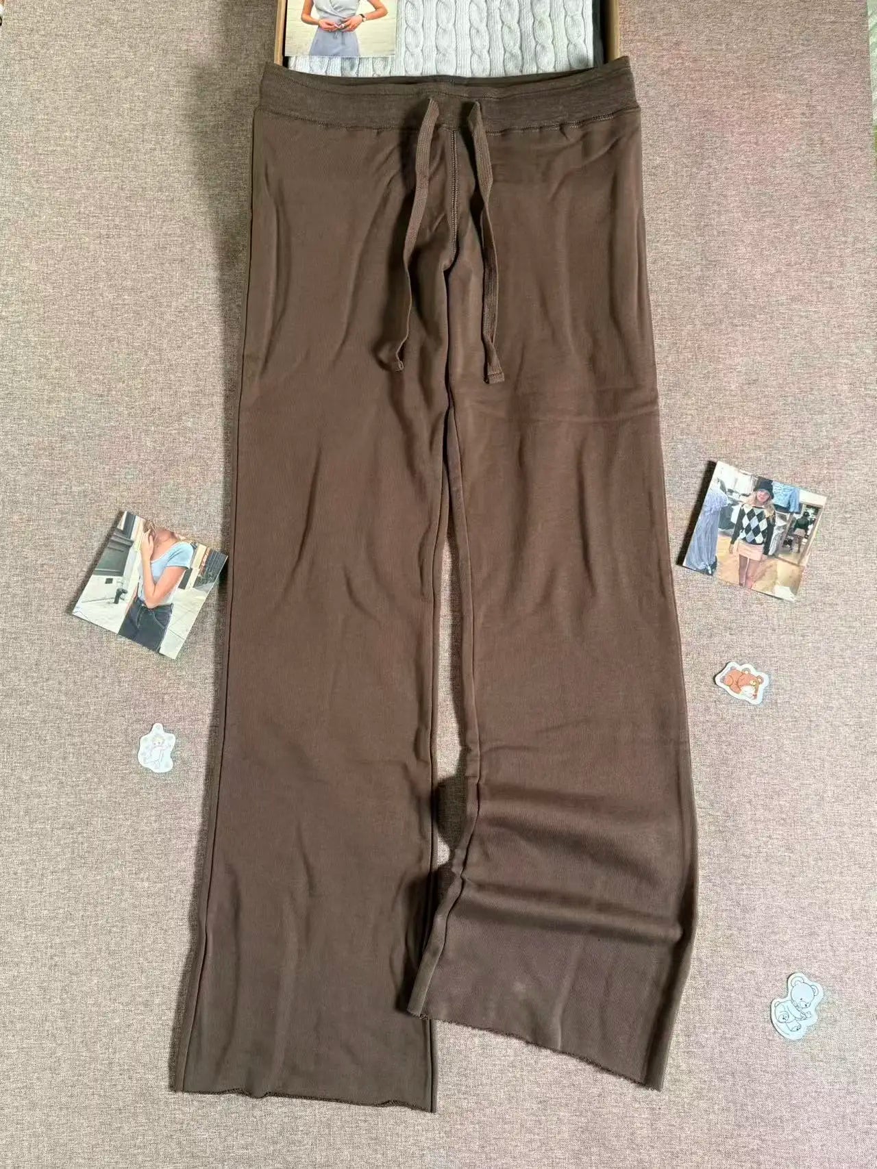 Camouflage Drawstring Joggers Sweatpants Women Streetwear Casual High Waist Wide Leg Pants Vintage Preppy Style Loose Trousers