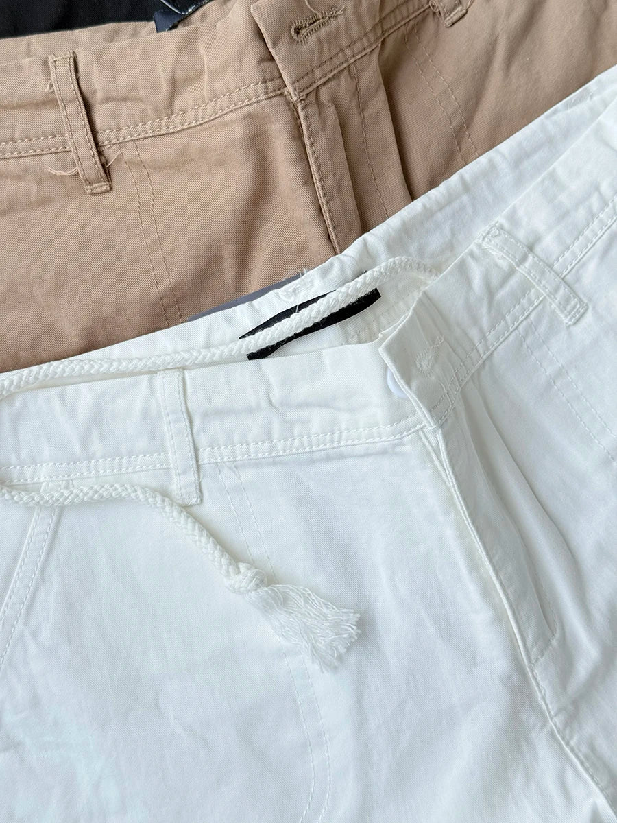 Solid Cotton Short Pants Women Summer Casual Pocket Button Straight Waist Sweatshort Sweet Chic Preppy Style Cargo Shorts Y2K