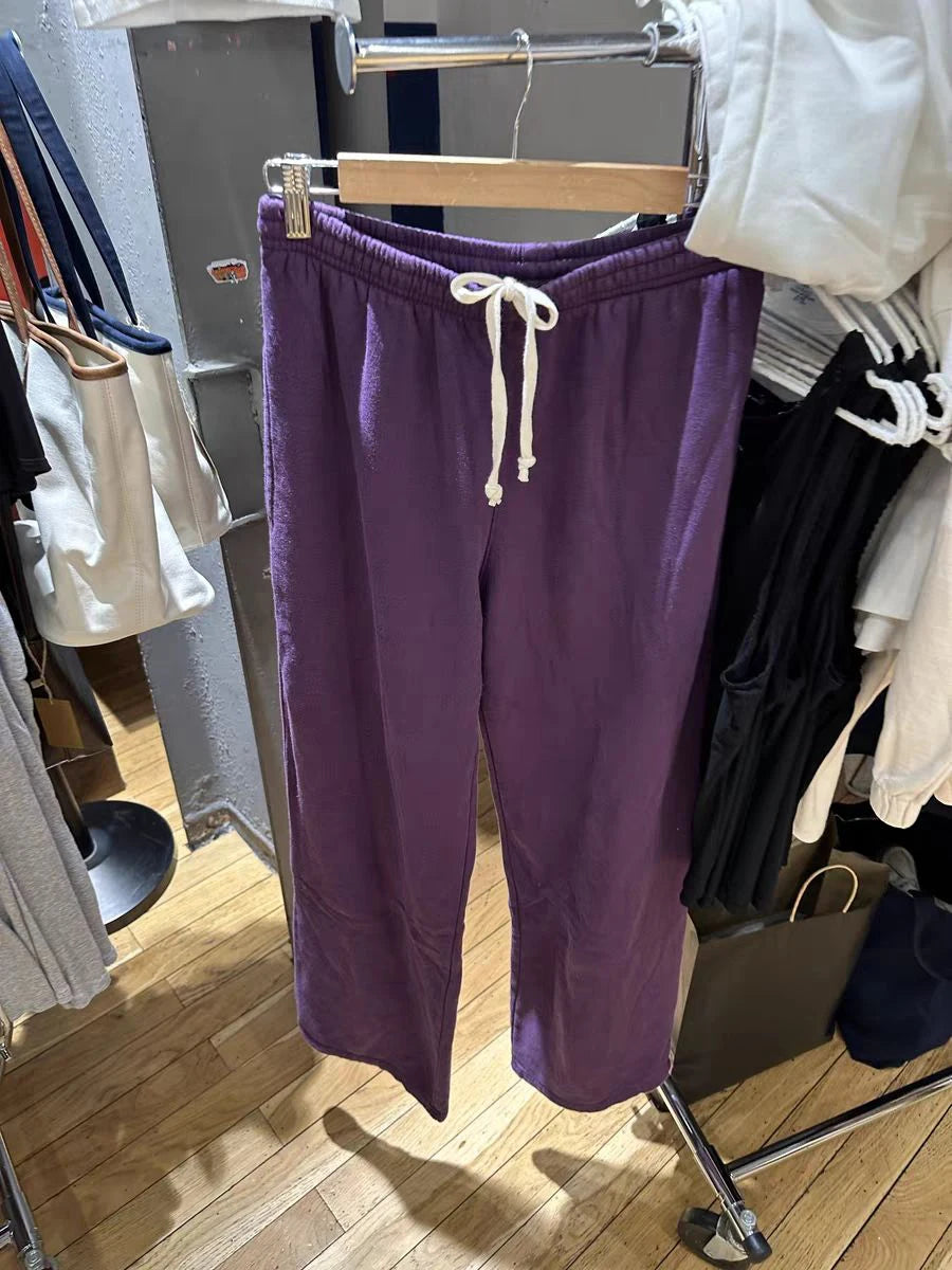 Vintage New Purple Drawstring Straight Sweatpants Women Autumn High Waist Cotton Trouser Casual Streetwear Sport Loose Long Pant