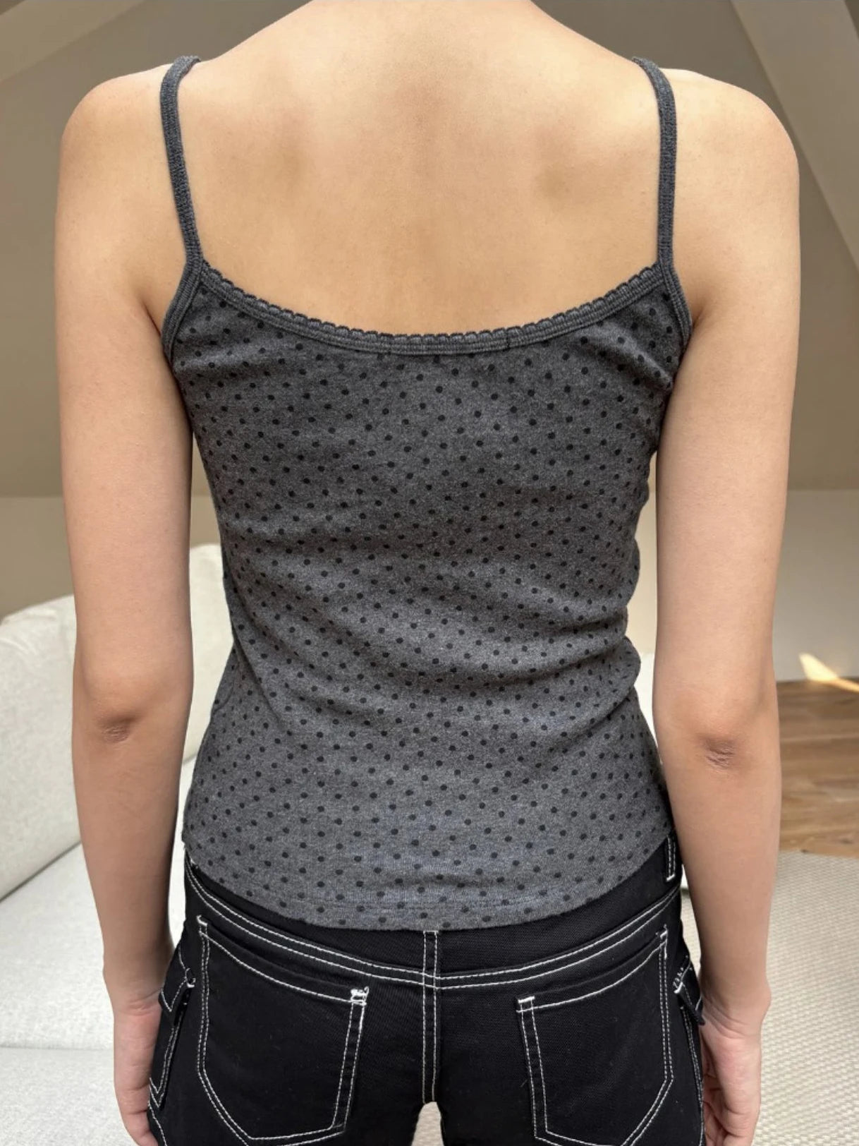 New Dot Lace Trim Slim Tank Tops Women Summer Casual Bow Strap Sleeveless Cotton Camisole Vintage Streetwear Sweet Y2K Crop Top