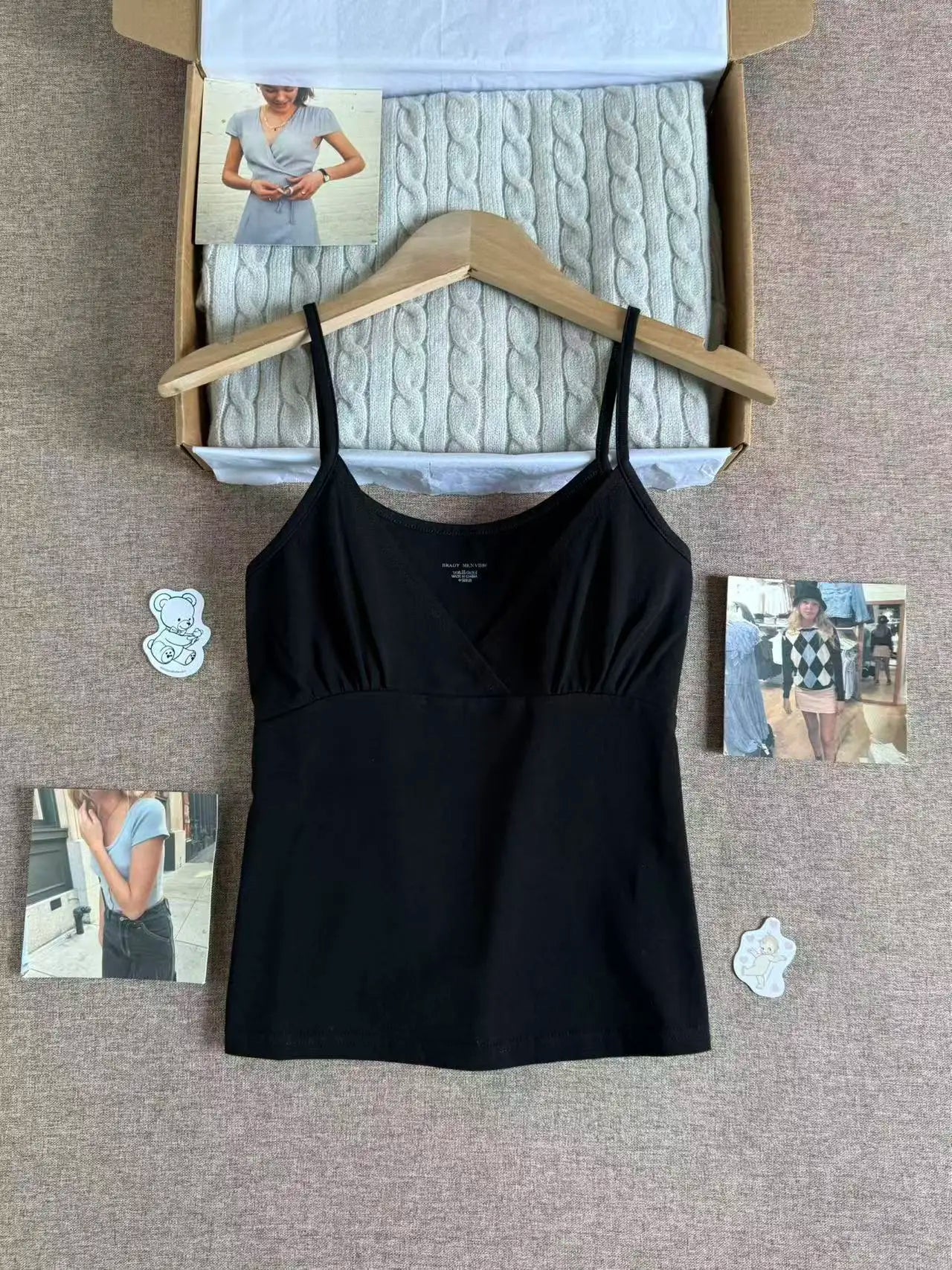 Solid Cotton V-neck Camisole Women Summer Casual Simple ALL-match Slim Sleeveless Vests American Vintage Sweet Tank Tops Y2K