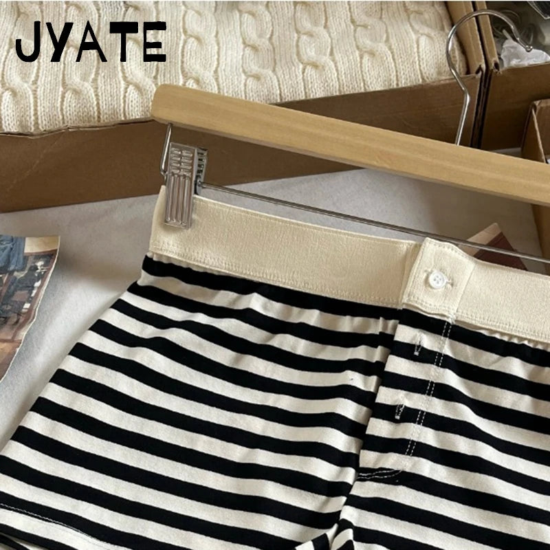 Harajuku Striped Buttons Home Underwear Women Summer New Cotton Soft Casual Simple Short Pants Vintage Chic Sweet Pajama Shorts