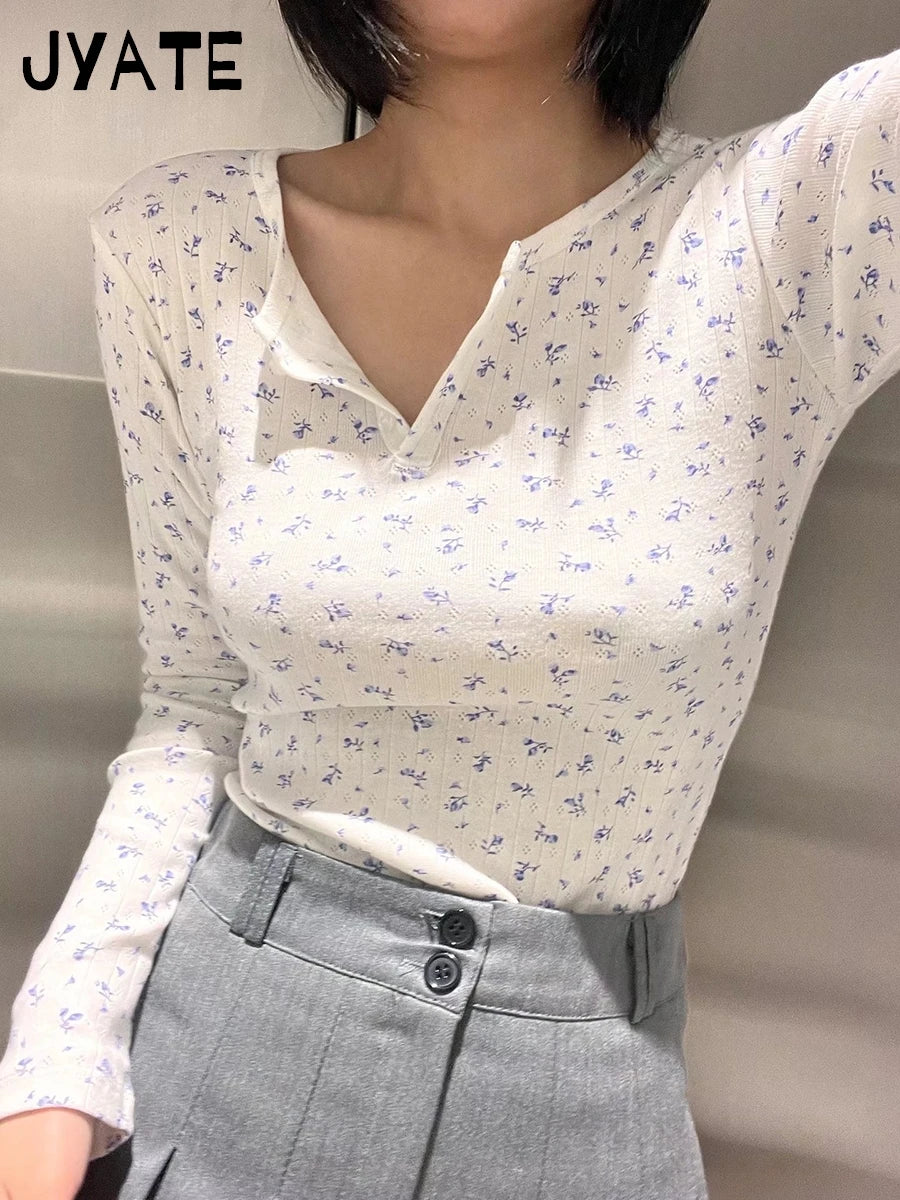 Sweet Pink Hollow Out Long Sleeve Tees Women Summer O-neck Buttons Cotton Slim Sexy Tops Female Cute Vintage Chic Y2K T-shirts