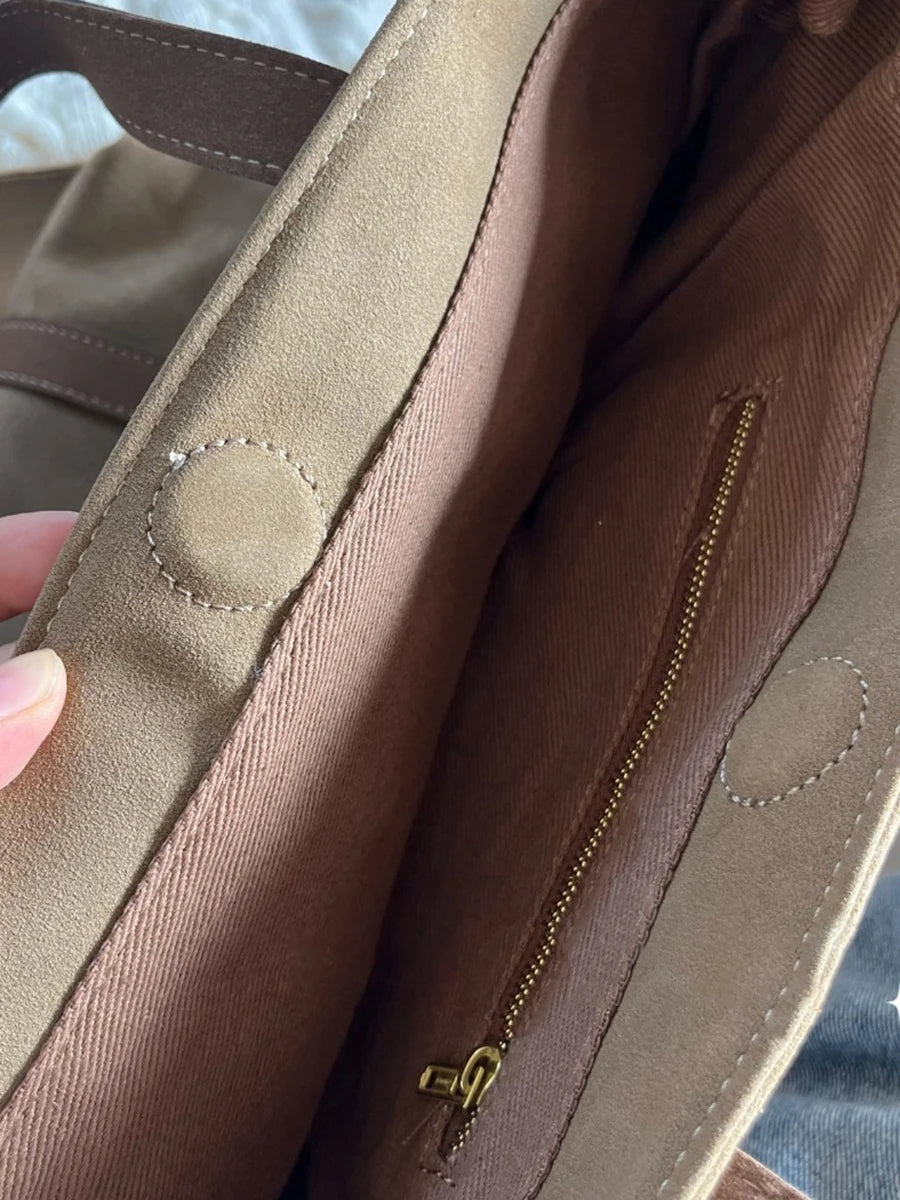 Vintage Brown Pu Tote Bag Four Season American Chic High Capacity Lady Shoulder Bags School Style High Street Fashion Handbags