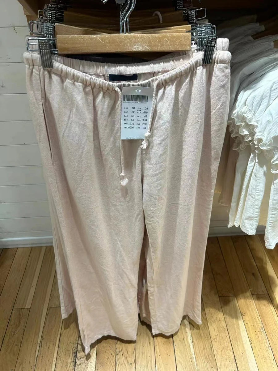 Drawstring Straight Sweatpants Women Autumn High Waist Cotton Wide Leg Pants Vintage Streetwear Casual Sports Trousers New