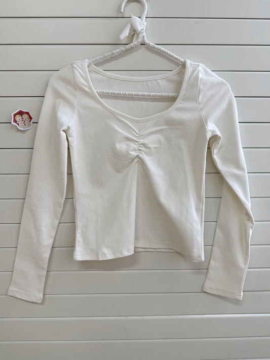 Solid V Neck Slim Long Sleeve T-shirts Fashion Tight Folds Basic Crop Top Woman Spring Casual Street Y2K Summer Tees