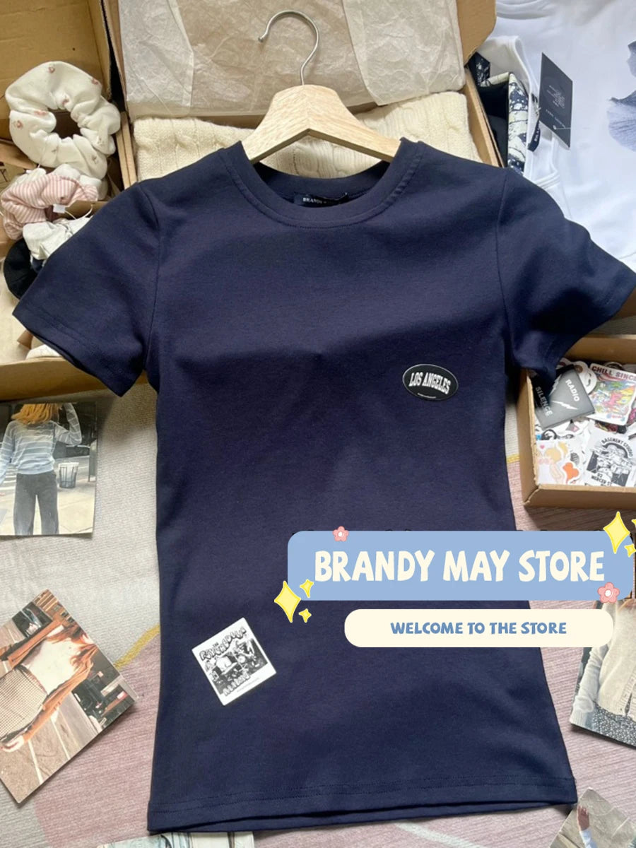 Basic Gray Cotton Soft T-shirts Women Summer New Casual Slim Simple O-neck Short Sleeve Tees Sweet Chic Preppy Style Tops Y2K