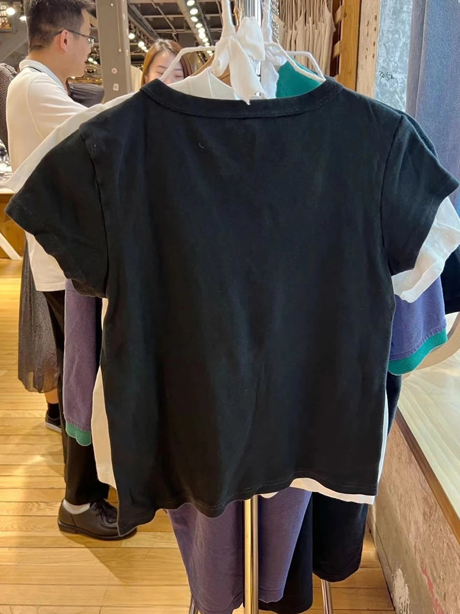 Black Rock Band Print T-shirts Women Summer O-neck Casual Cotton Short Sleeve Tees Female Streetwear Vintage Y2K Tops