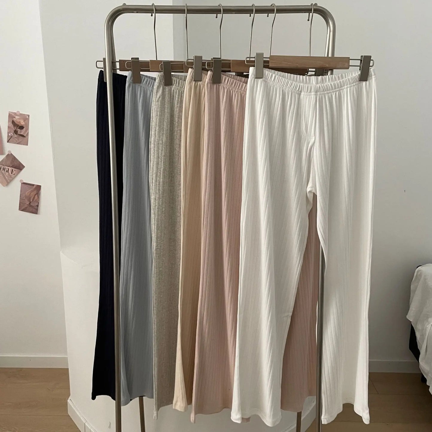 Sweet Solid Cotton Home Pant Women All-match Soft Elastic High Waist Pajama Trousers Vintage Preppy Style SImple Y2K Long Pants