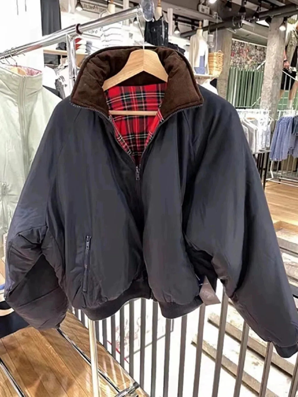 Sweet Double-sided Loose Jacket Women Stand Collar Solid Cotton Warm Casual Outerwear Street Vintage Chic Jackets Tops Female