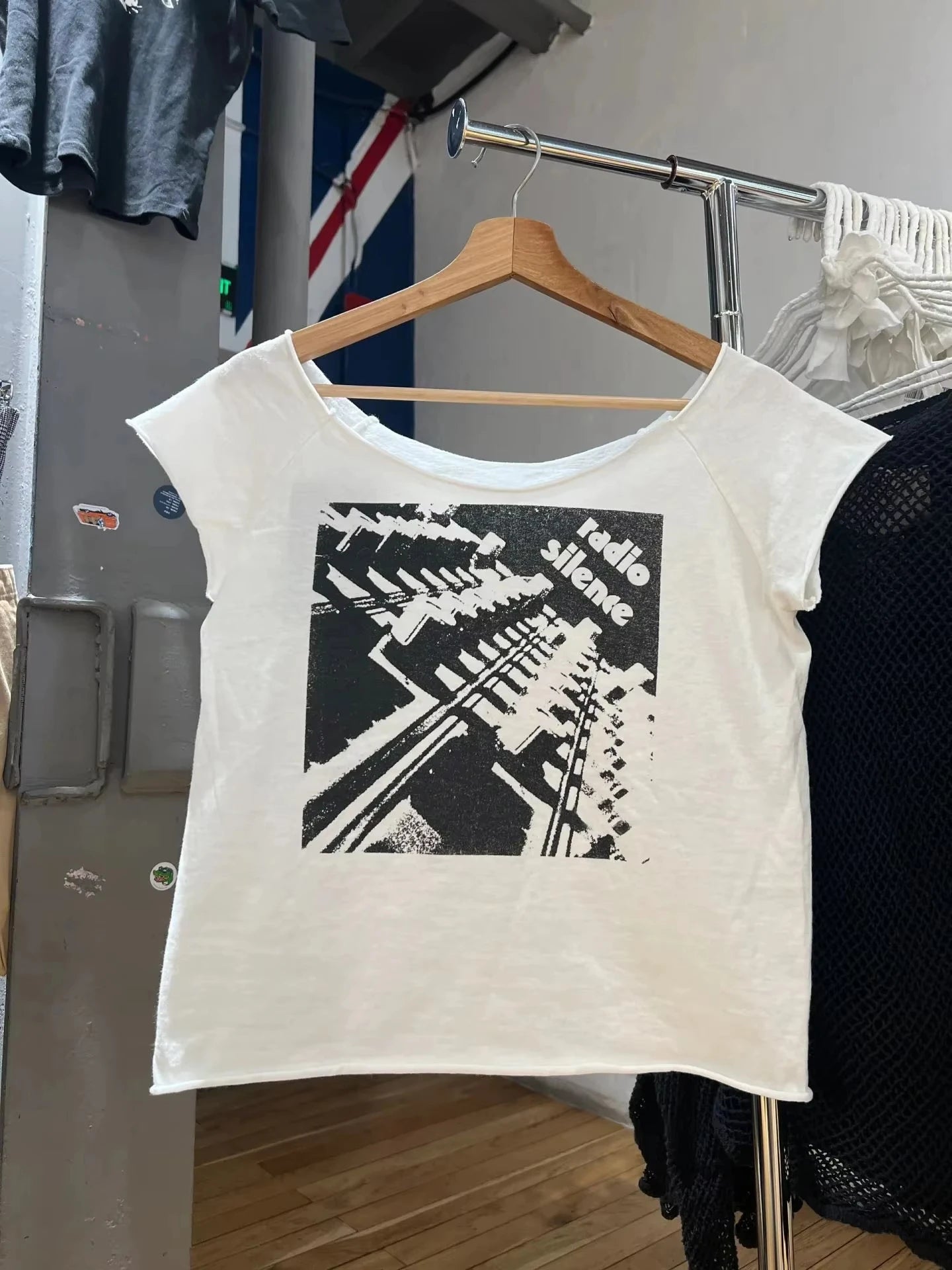American Flag Letter Print Crop Top Woman New Raw Hem Slash Neck Cotton Short Sleeve Tees Vintage Simple Cute T-shirts Tops Y2k