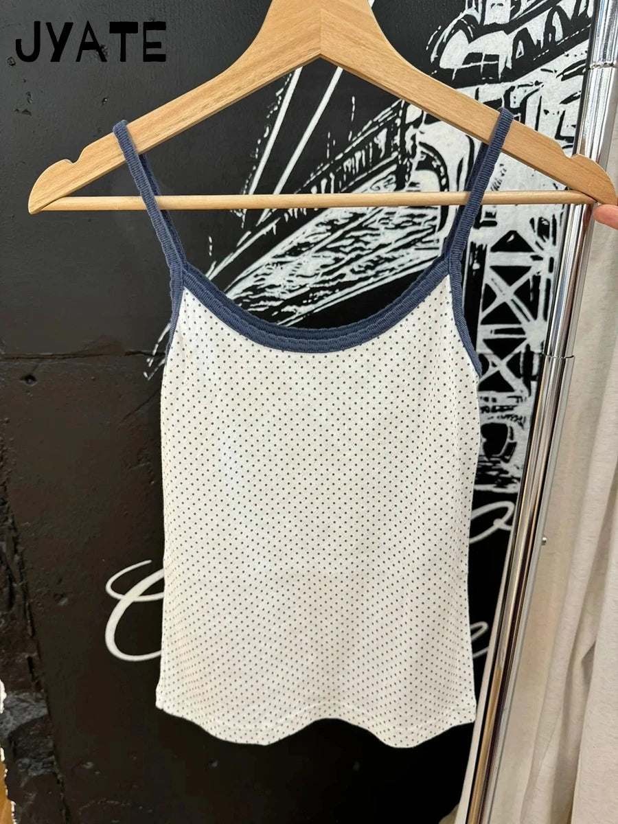 Letter Embroidery Eyelet Camisole Women New Cotton Soft Lace Trim Casual Slim Sleeveless Cropped Vests Sweet Cute Tank Tops Y2K