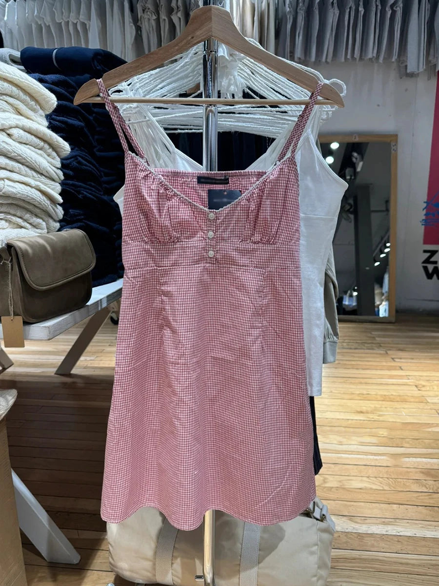 Lace Trim White A-line Dress Women New Elastic Waist V-neck Sleeveless Mini Dresses Vintage Preppy Style Sweet Short Vestido Y2K