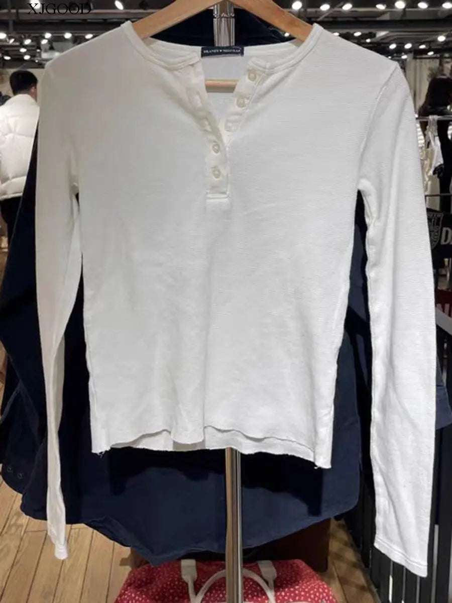 Simple Basic White V-neck T-shirts Women Summer Cotton Soft Casual Preppy Style Short Sleeve Tees Sweet Chic Y2K T Shirt Clothes