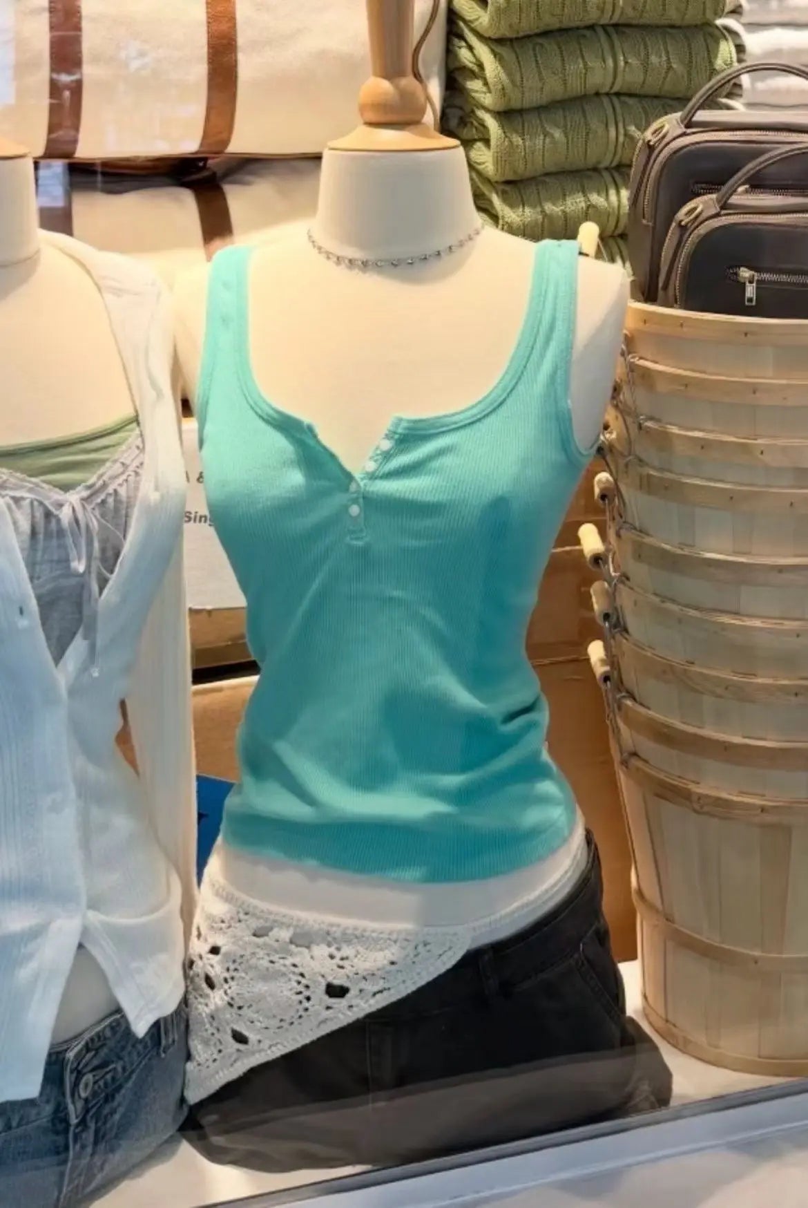 Ribbed Slim Tank Tops Woman Summer Solid Simple Cotton Three Buttons Sleeveless Top Female Casual Vintage Streetwear Y2k Vest