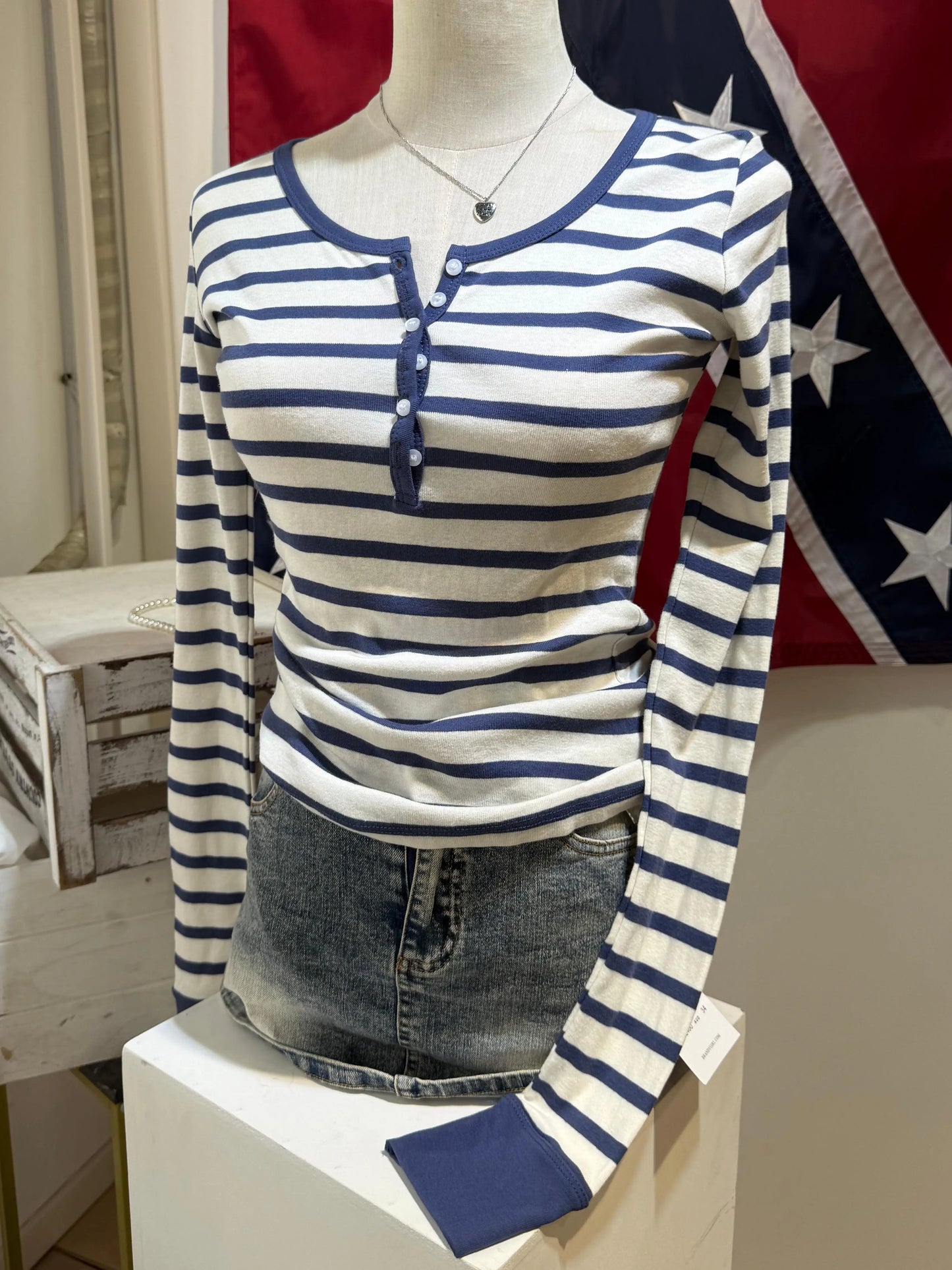 Autumn Red Striped Patchwork Long Sleeve Tees Women Casual Chic Cotton Buttons T-shirt Sweet Preppy Style Slim Tshirt Y2K Tops