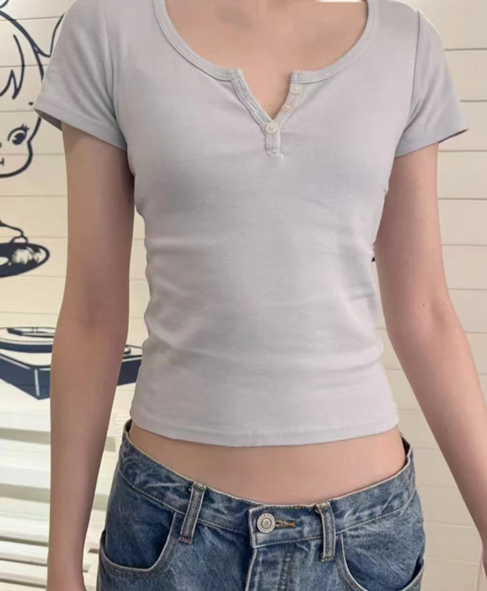 Classic Letter Print T-shirts Women Summer Cotton Soft Slim O-neck Short Sleeve Tees Female Vintage Streetwear Sweet Crop Tops