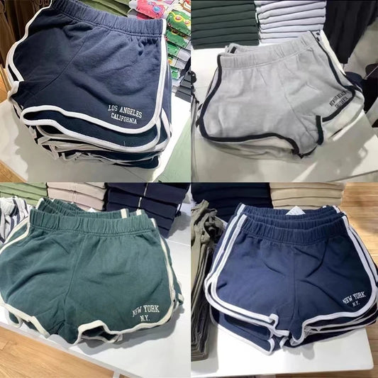 Simple Letter Embroidery Patchwork Sport Shorts Women Cotton Casual High Waist Sweatshorts Female Vintage Chic Y2K Short Pants